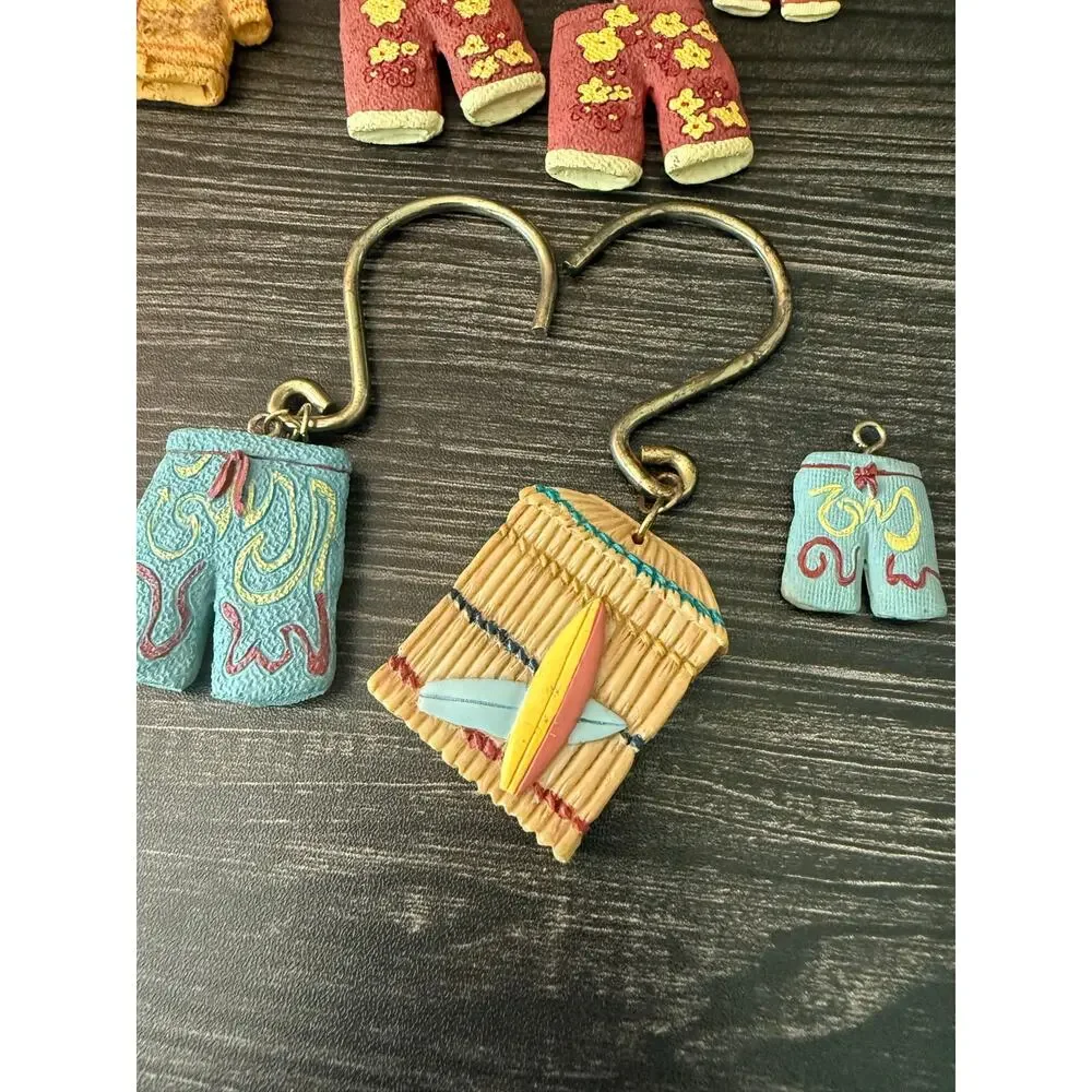 Decorative Resin Tropical Shower Curtain Hooks and Minis